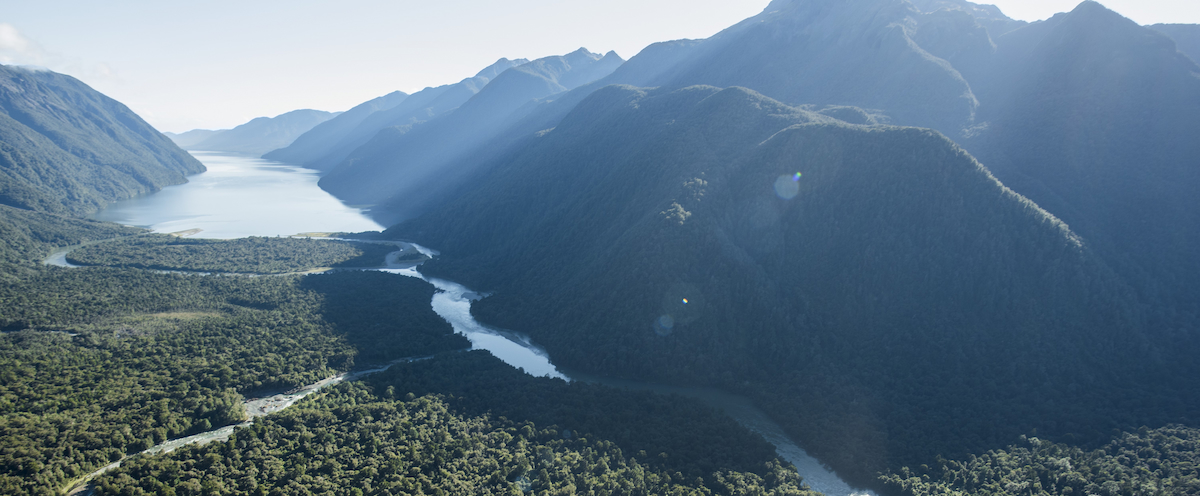 Hollyford valley meets sea