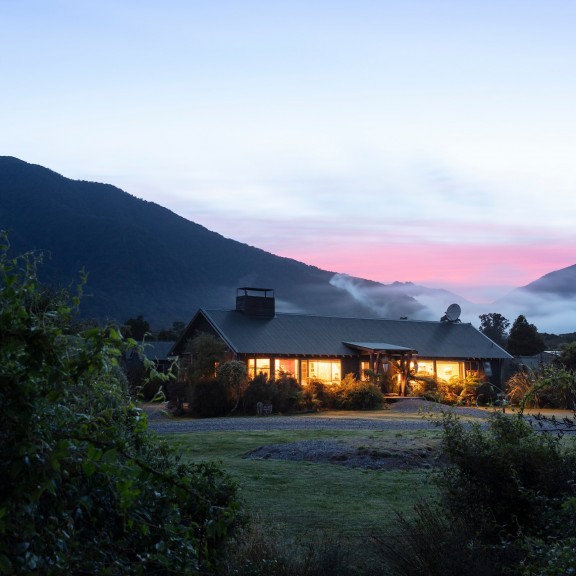 Martins Bay Lodge at Dusk