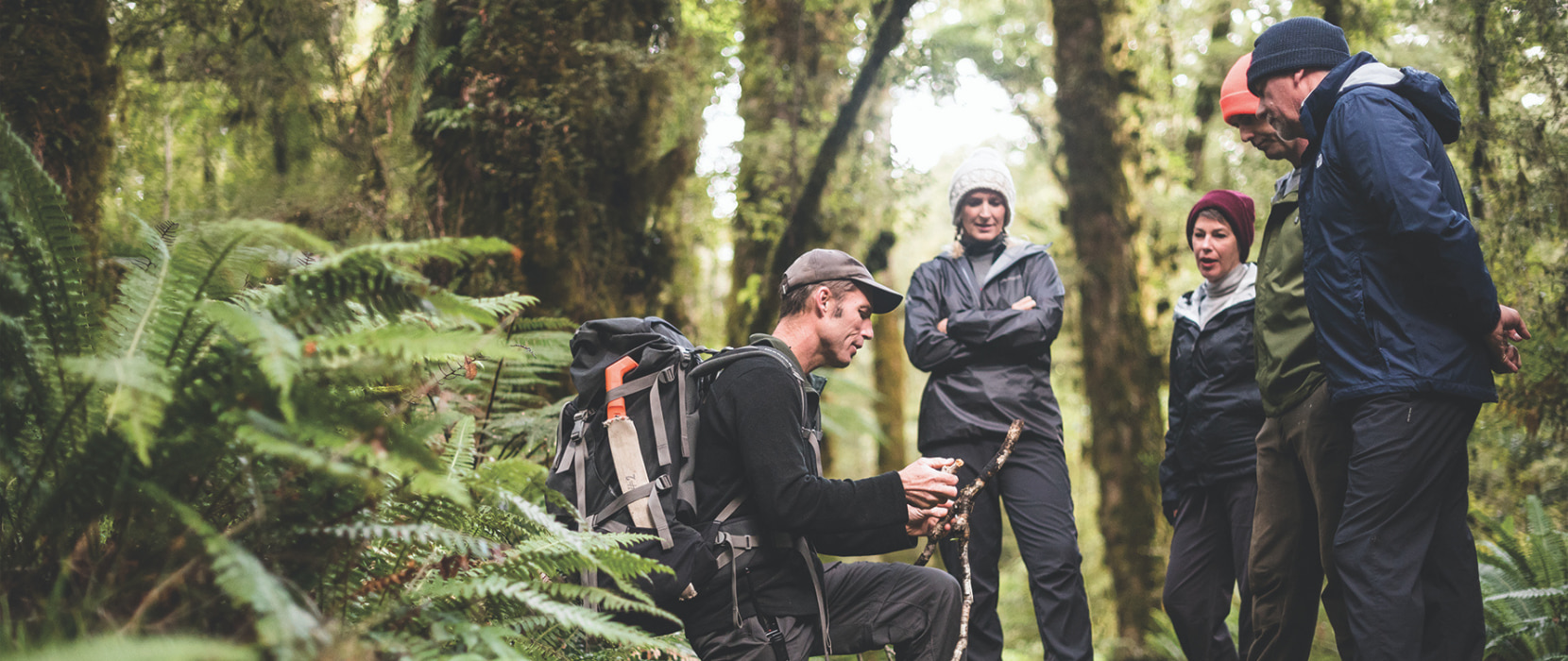 Hollyford guide talking to group