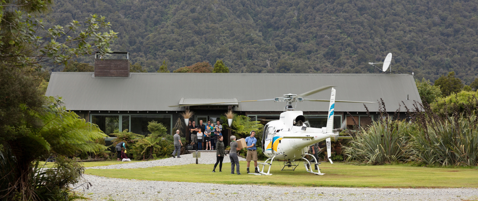 Loading supplies into helicopter