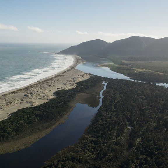 Martins bay sandspit from above