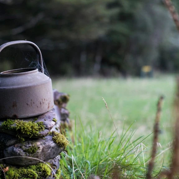 Ancient tea pot left outside